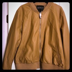 Plus sized vegan leather bomber jacket
